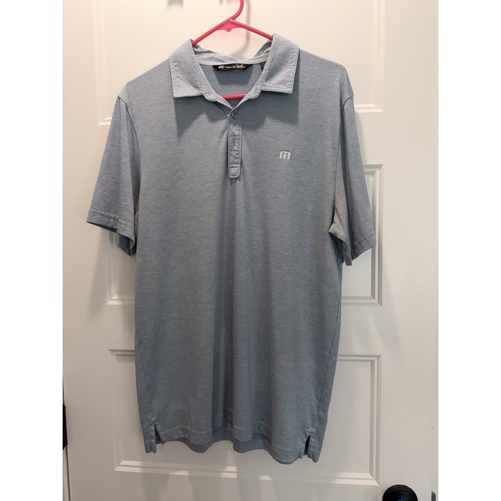 Travis Mathew Polo Shirt Men's Large Blue Golf Performance Lightweight Athletic